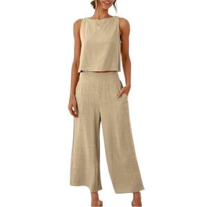 not PERFECT LINEN Women’s Linen Elegant Crop Top and Pants Set
